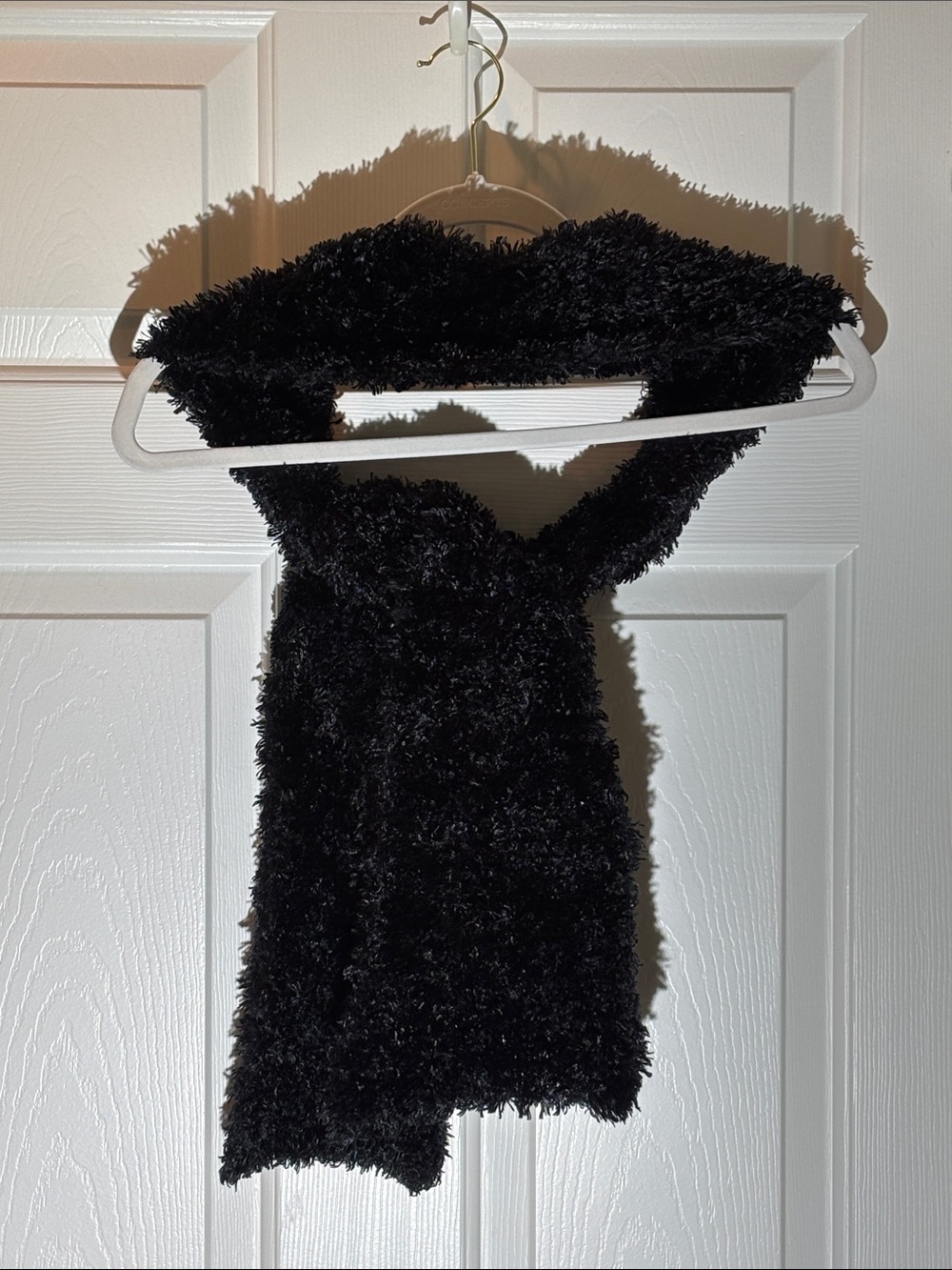 Black Fuzzy Knit Scarf - Women's Accessory